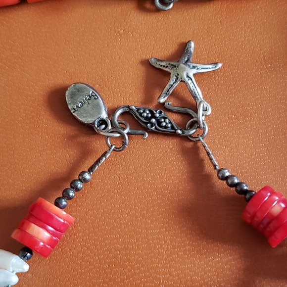 Biwa Pearl Coral and Jet Sterling Silver Set - Picture 3 of 4